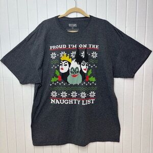 Disney Christmas Villains Naughty List Dark Gray T-Shirt Size‎ 2XL